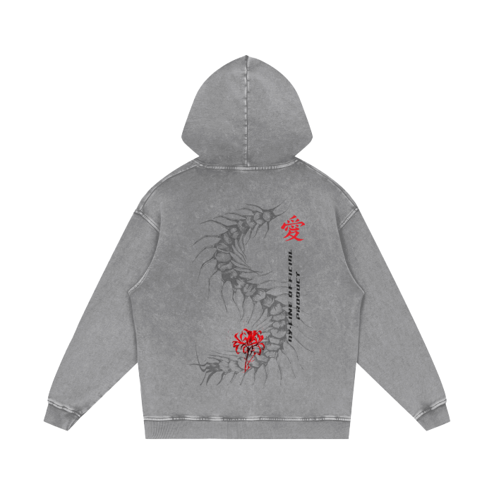 Hoodie Streetwear Centipede Gris Délavé