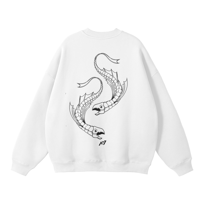 Sweatshirt Streetwear Dark Charisma Fish Blanc