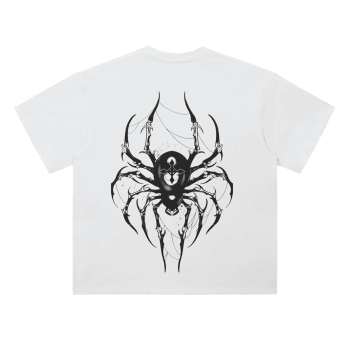 T-shirt Streetwear Dark Charisma Spider Blanc Heavy Weight