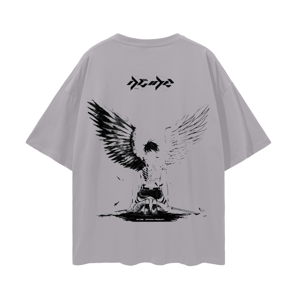 T-shirt Streetwear Wings of Destruction Blanc&Gris