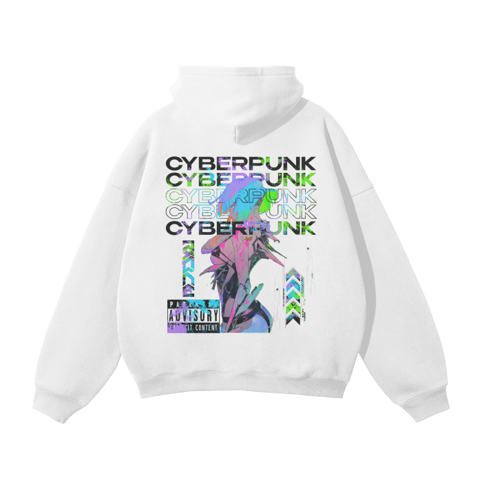 Hoodie Streetwear Data Flow Blanc