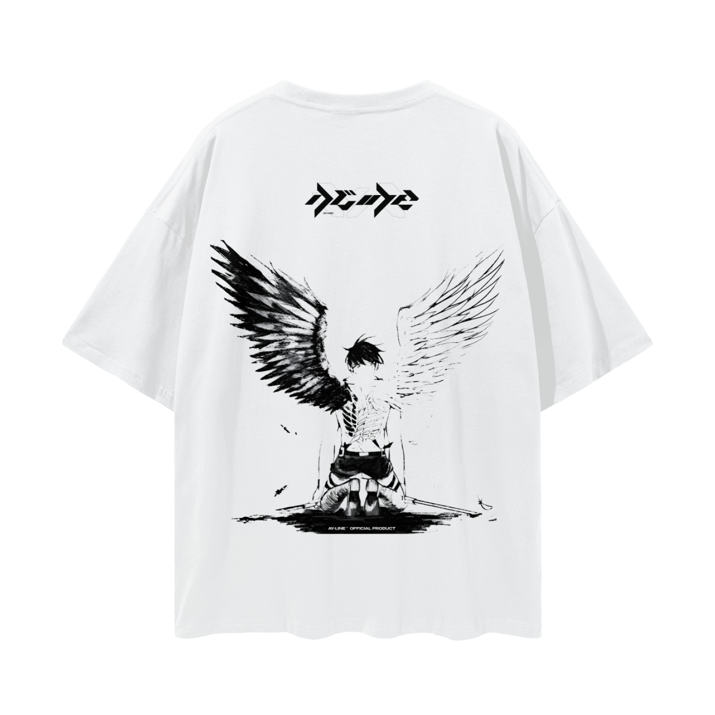 T-shirt Streetwear Wings of Destruction Blanc&Gris