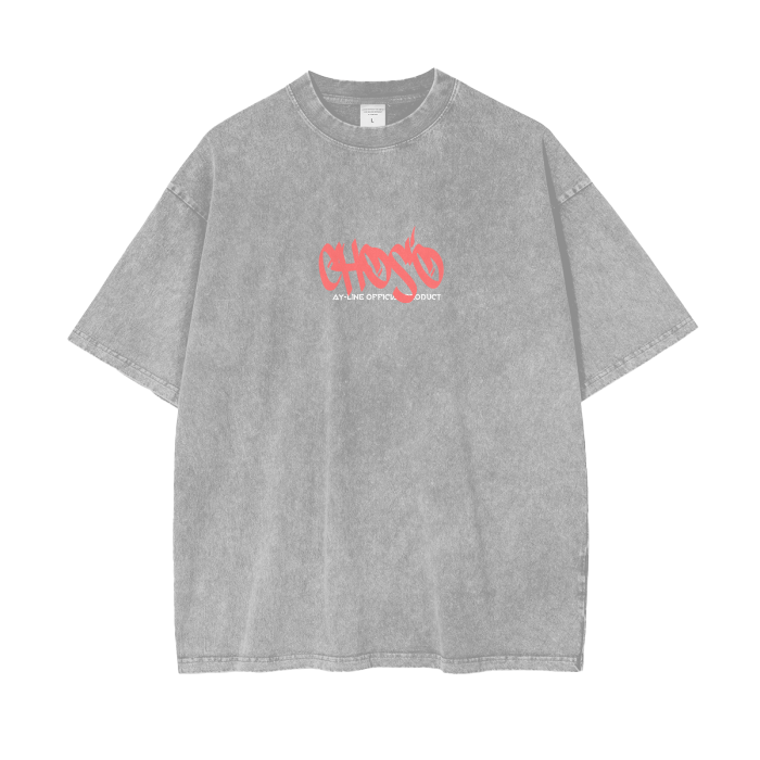 T-shirt Streetwear Crimson Flow Graffiti Gris Délavé