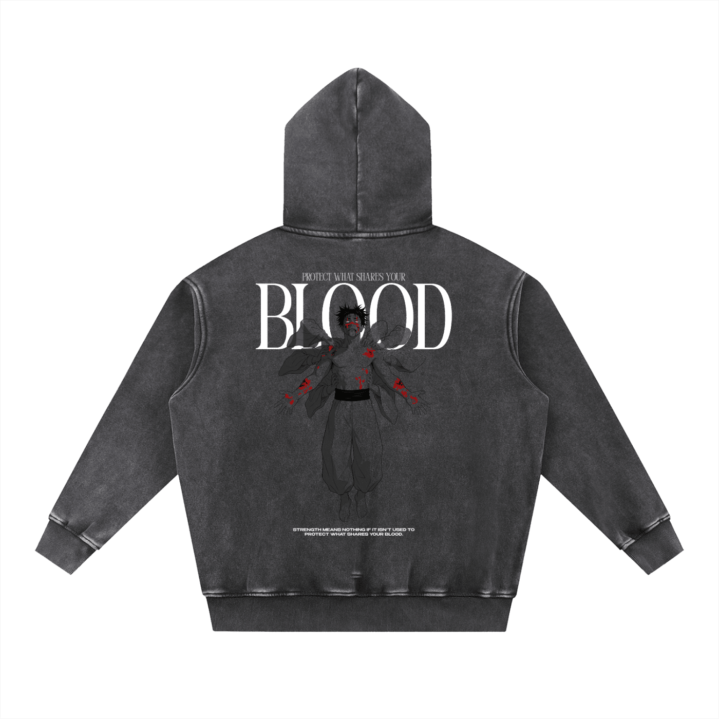 Hoodie Streetwear BLOOD Délavé