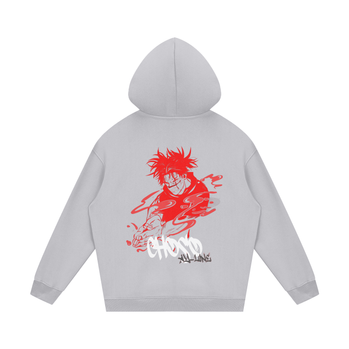 Hoodie Streetwear Crimson Flow Graffiti Gris