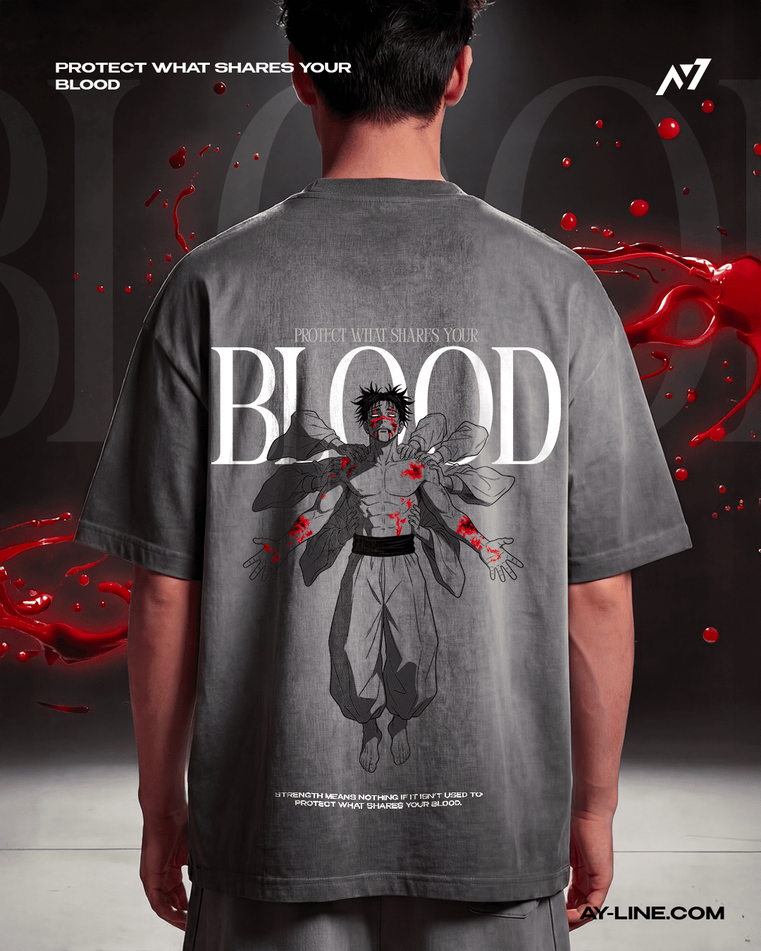 T-shirt Streetwear BLOOD Délavé