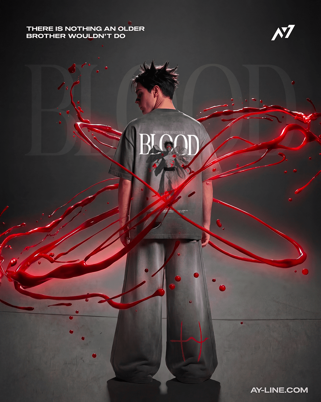T-shirt Streetwear BLOOD Délavé