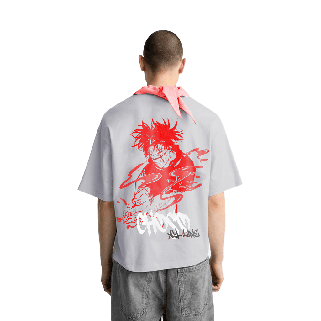T-shirt Streetwear Crimson Flow Graffiti Gris