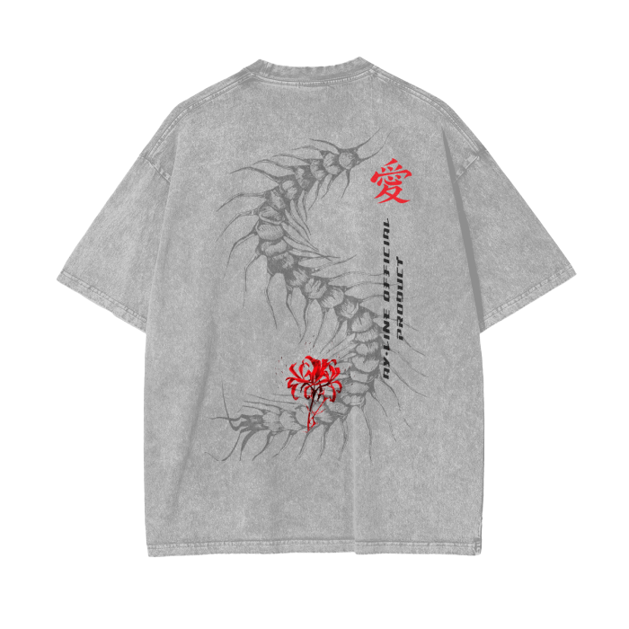 T-shirt Streetwear Centipede Gris Délavé