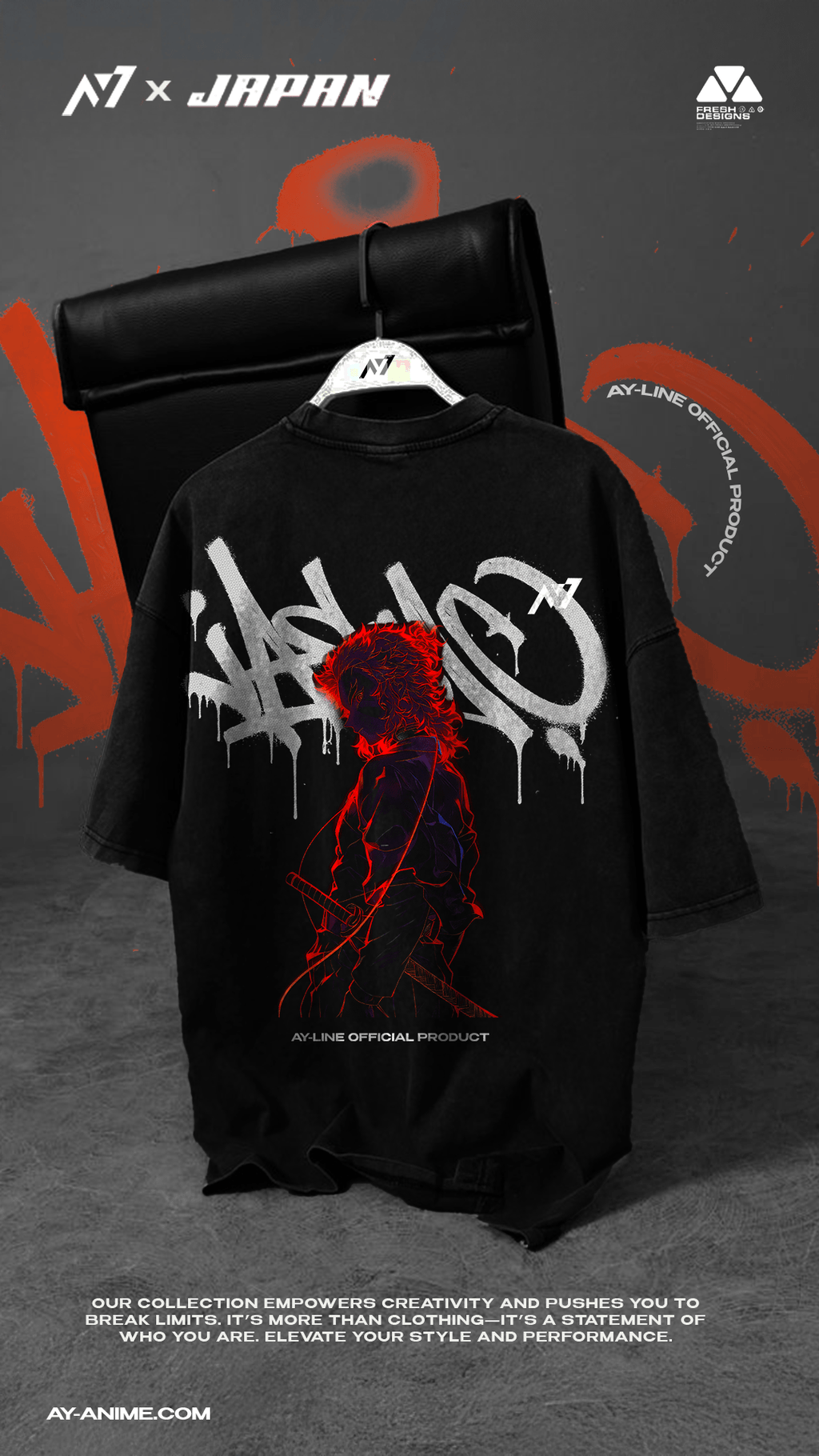 T-shirt Streetwear Flame Hashira