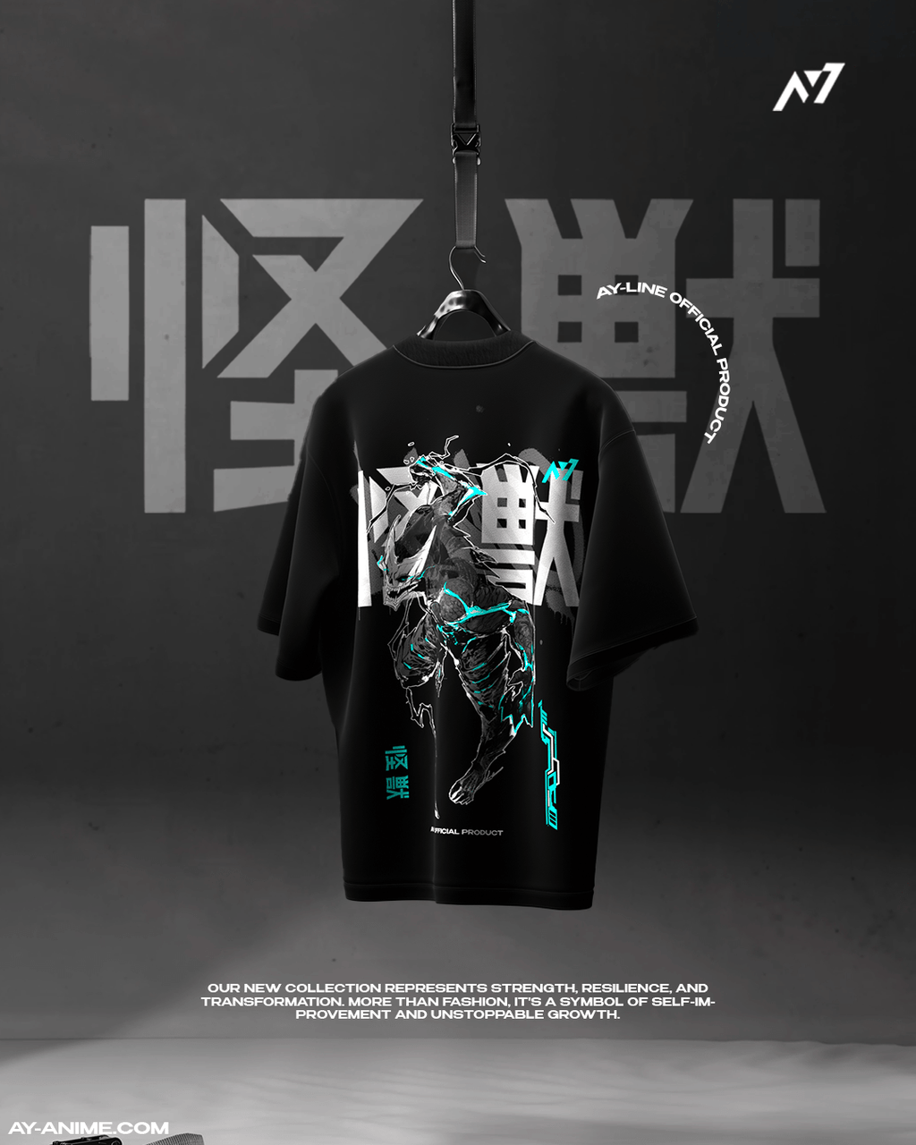 T-shirt Streetwear Kaiju Surge Noir