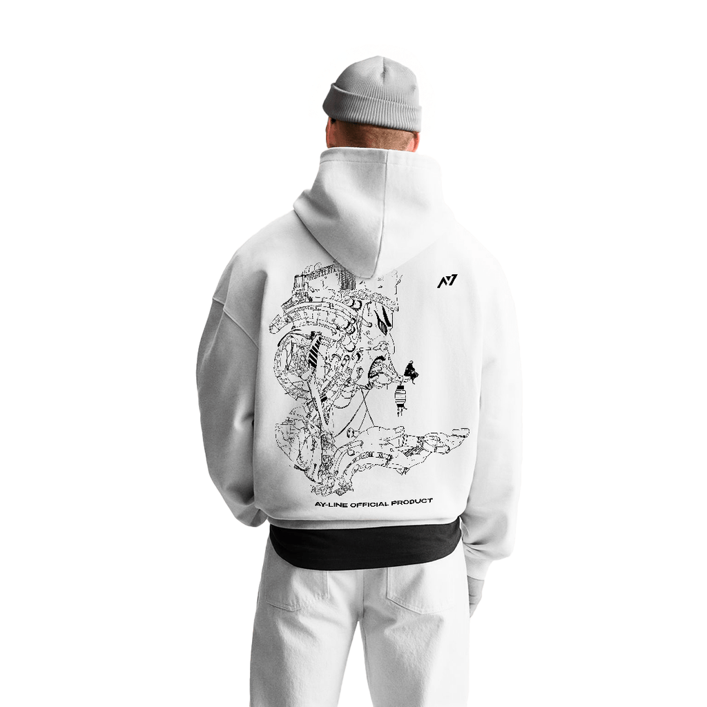 Hoodie Streetwear Cycle of Despair Blanc