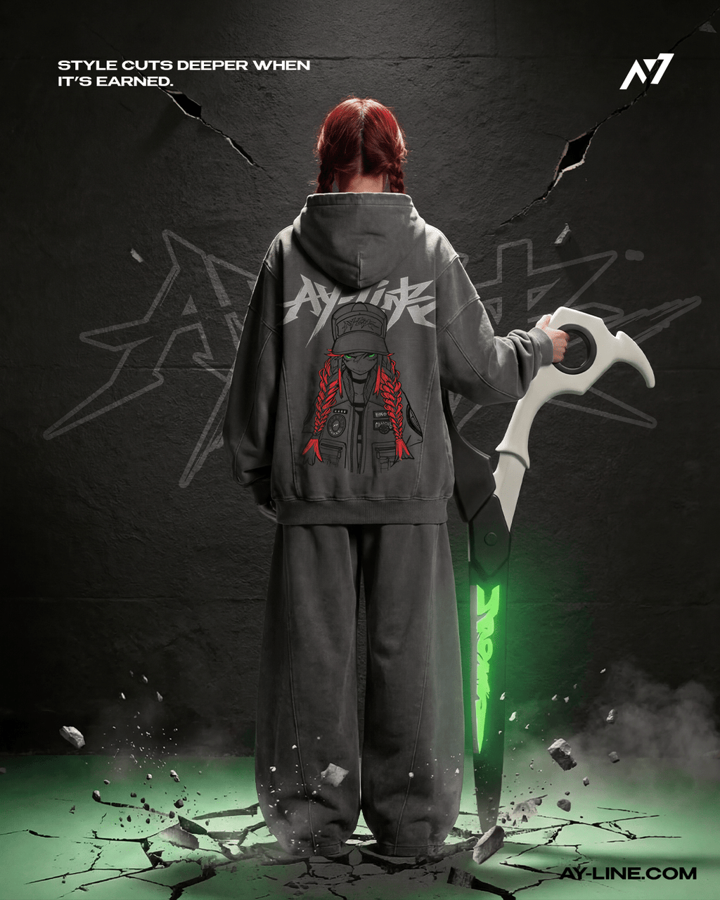 Hoodie Streetwear Emerald Glare