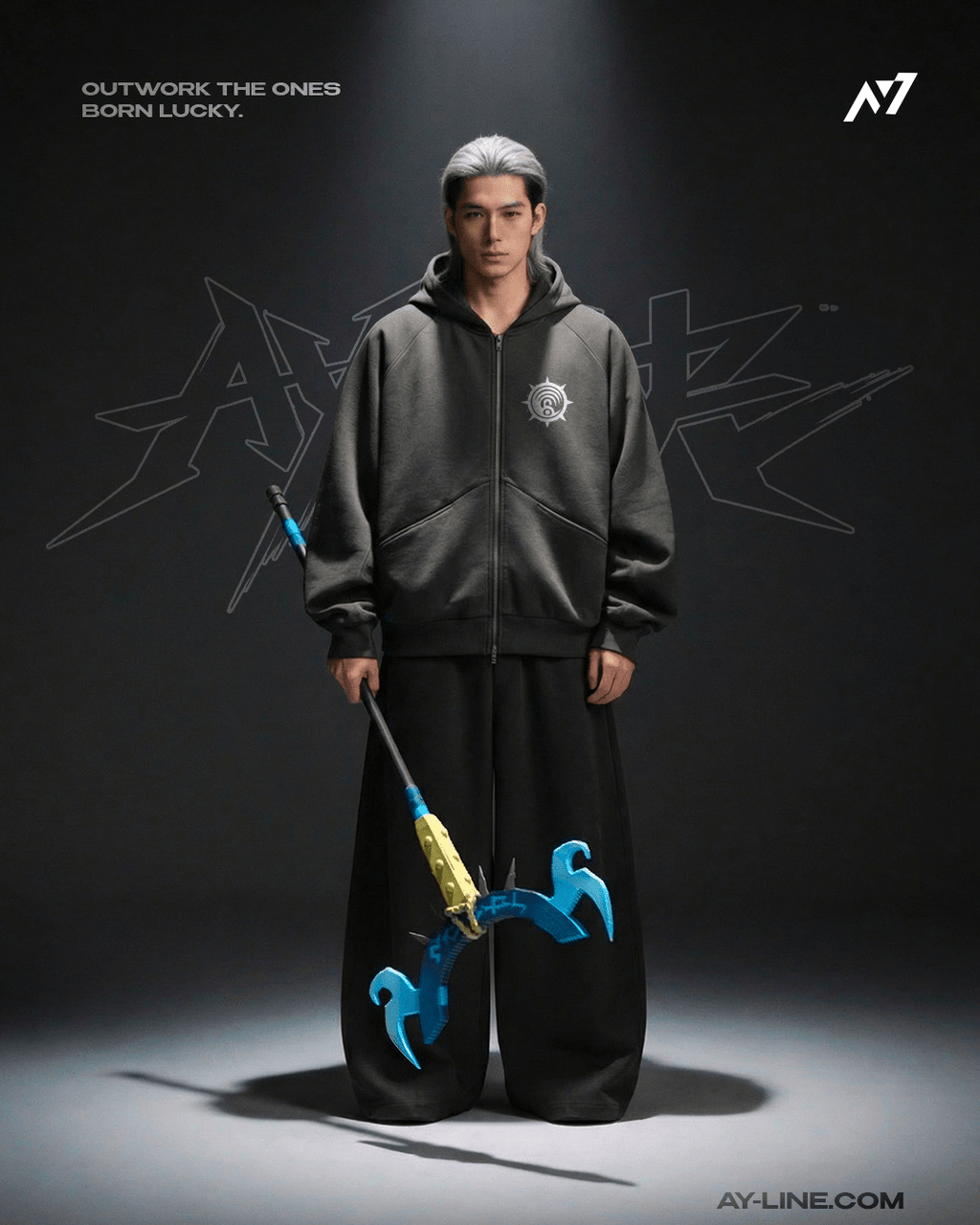 Hoodie Streetwear Zippé Azure Divider